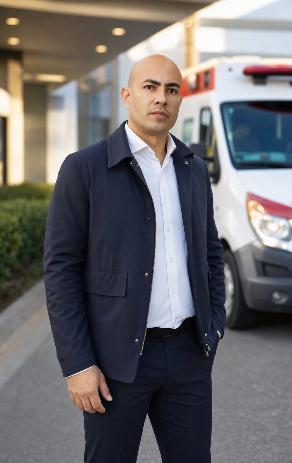 Edilson Magaver em frente a uma ambulância, representando autoridade em continuidade de Home Care